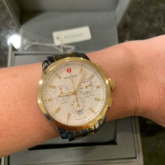 SOLDMichele Uptown Stainless Steel & Diamond Watch - Picture 9 of 10